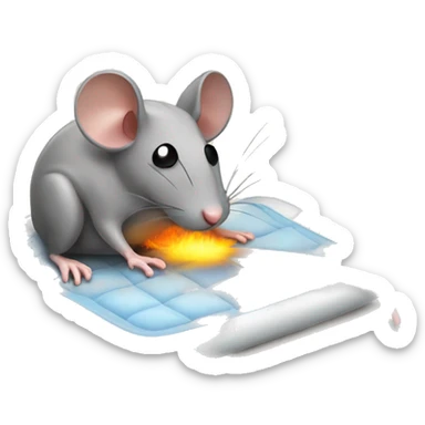 Rat overheating on a pad sticker