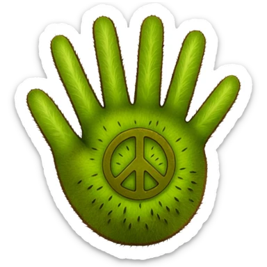 Peace sign hand emoji but its kiwi skin sticker