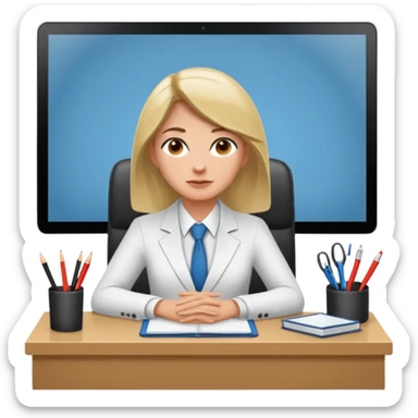 une image de 3/4 avec un recruteur à son bureau PAS DE FACE DE 3/4! qui regarde un candidat assis en face de lui. le recruteur est à droite sticker