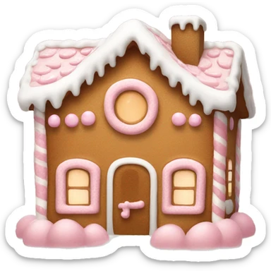 Cute light brown gingerbread house with white icing and light pink accents sticker