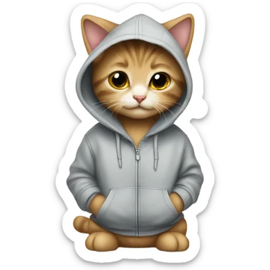 Kitten wearing a hoodie sticker