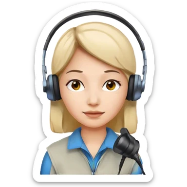 kat wearing head set sticker