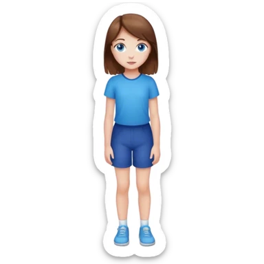 Mädchen jung, braune Haare und blaue Augen, ganzer Körper  sticker