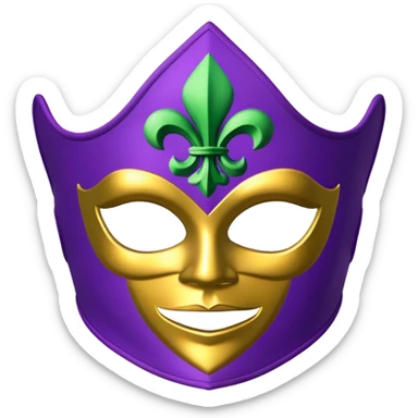 Louisiana themed ski mask with fleur-de-lis and Mardi Gras colors sticker