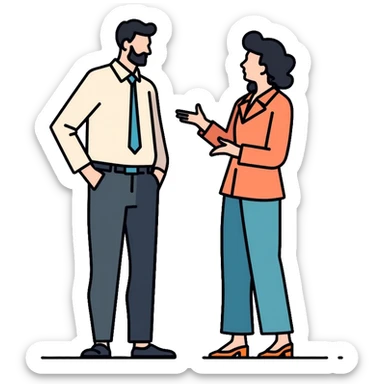 business person talking with client sticker