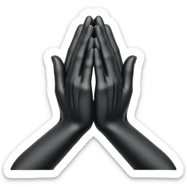 Minimal emoji, abstract praying hands simplified into solid black metal forms, subtle sacred reference, fashion avant-garde minimalism, no details, no glow, no neon, flat emoji style, centered, transparent background sticker