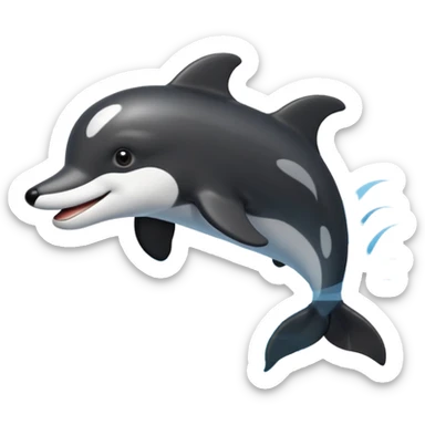 a combination of a dolphin and a boarder collie as one animal sticker