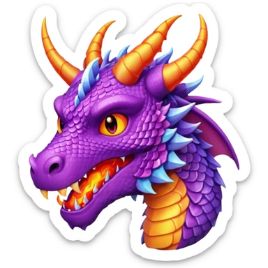 purple dragon breathing fire sticker