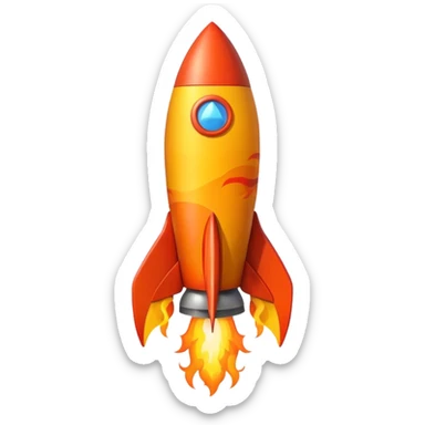 create a imoji showing rocket going in south east direction with proper flames."➘" direction. sticker