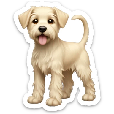 Light blonde terrier puppy with shaggy fur full body sticker