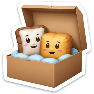 Pillow in cardboard box sticker