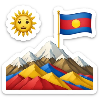 Tibet emoji featuring the Tibetan flag with mountains and sun, symbolizing Tibetan identity and culture, in a harmonious emoji style sticker