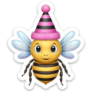 party pink hat bee sticker