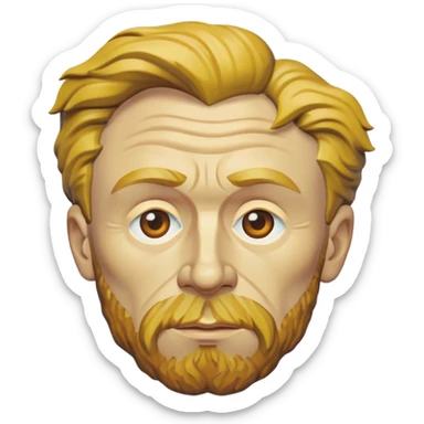 Cinematic Realistic Vincent van Gogh Portrait Emoji, depicted as the iconic artist with expressive brushstrokes and soulful eyes, rendered with rich textured detail and dynamic emotive lighting that captures his creative genius. sticker