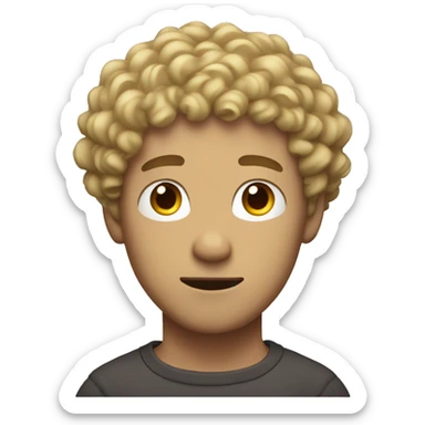 Curly haired dirty blonde man with stubble watching anime sticker