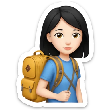 girl with black hair leaving home sticker