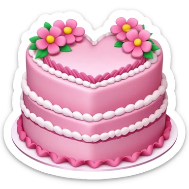 Gorgeous pink heart shaped layered birthday cake sticker