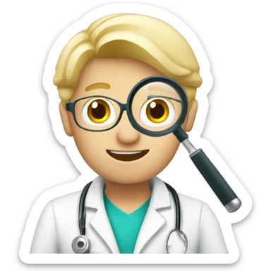 blonde doctor boy holding magnify glass sticker