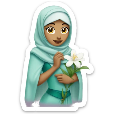 Jasmine disney princess wearing hijab with jasmine flower  sticker