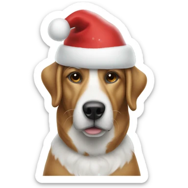 Dog with Christmas hat in snow sticker