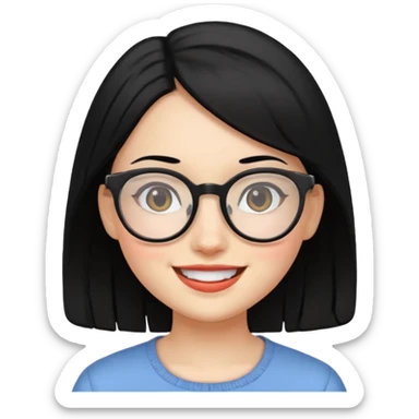 girl black hair and glasses sticker