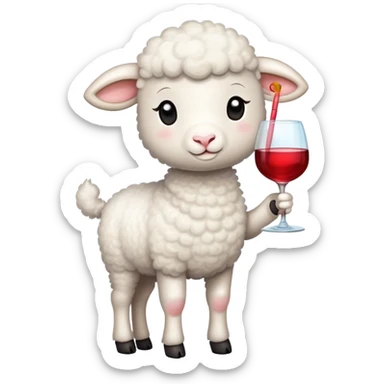 little lamb drinking wine and cocktail  sticker