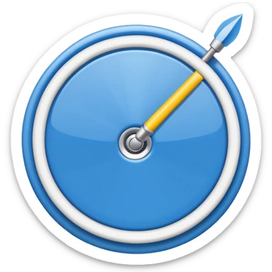 Circulo azul con una flechita adentro de color blanco sticker