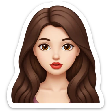 Beautiful girl with plump lips and long brunette hair sticker