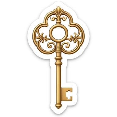 gold antique key The lock beige  sticker