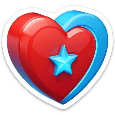 A blocky geometric red 3D heart with a glowing blue star inside sticker