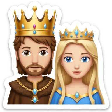 Brown hair king, blonde queen, blue eyes sticker