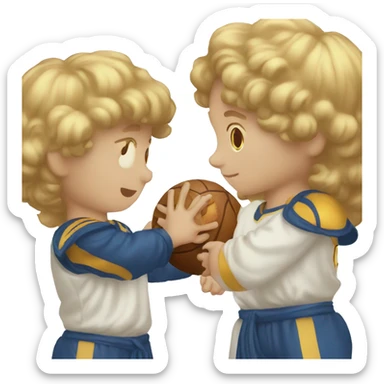 a little boy throwing ball to the god sticker