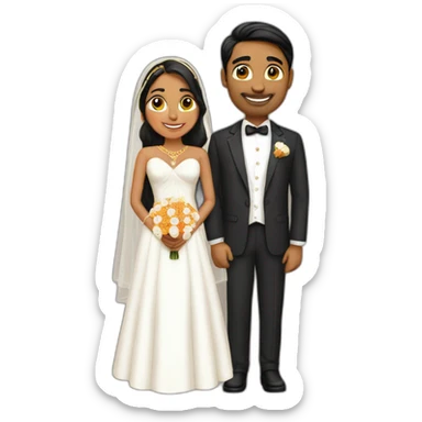 Indian white couple wedding sticker