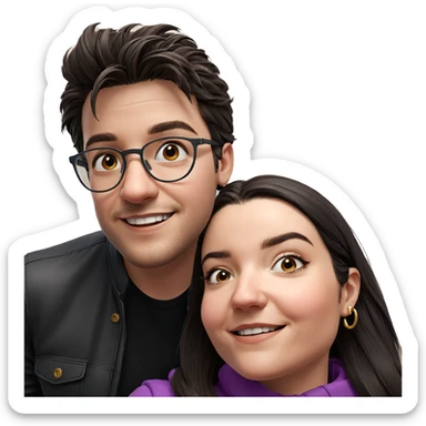 smiling couple portrait in style sticker