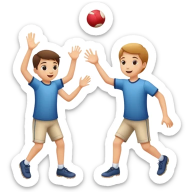 two children playing catch, throwing and catching a ball, happy and playful sticker