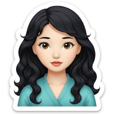 Beautiful girl,Black hair,wavy hair，long hair,Black eyes,Chinese sticker