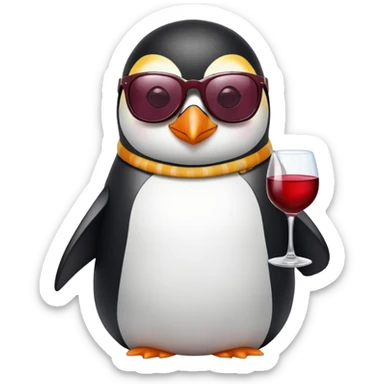 VIP penguin with sunglasses drinking wine sticker