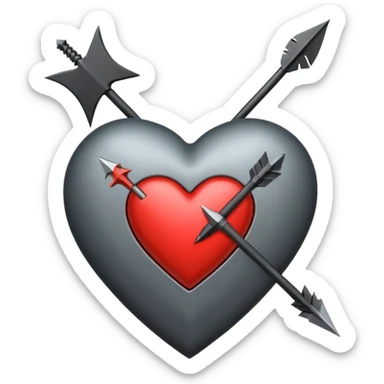 Black heart with cross arrow. Don't use red colour . Use normal Arrow which goes from one side and come out of other  sticker