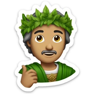 Dante Alighieri with a green laurel wreath on his head and holding a scroll in his hand sticker