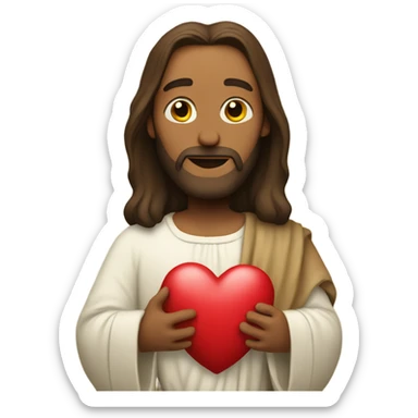 Jesus holding a heart sticker