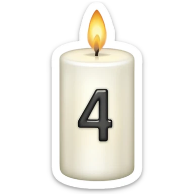 white candle with number 4 sticker