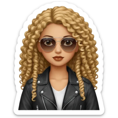 Biker Gang with Sunglasses, Girl with long curly hair, sunglasses sticker