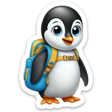 Baby penguin going to school  sticker