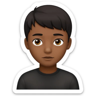Dark brown boy, with short black side fringe hair, black eyes sticker
