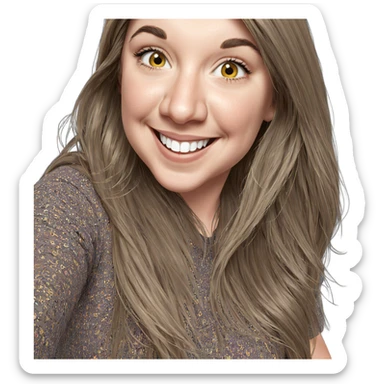 smiling girl with long hair sticker