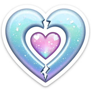coração partido glitter branco sticker