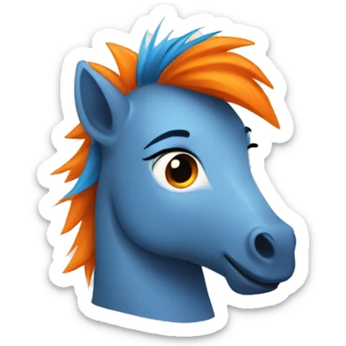 Full blue, young, boy pony with orange mohawk sticker