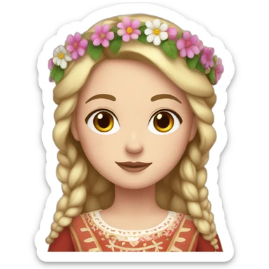 white girl in folk costume with flower crown sticker