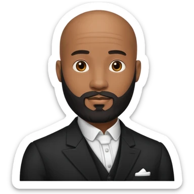 A handsome black gigolo with a full beard and bald head sticker