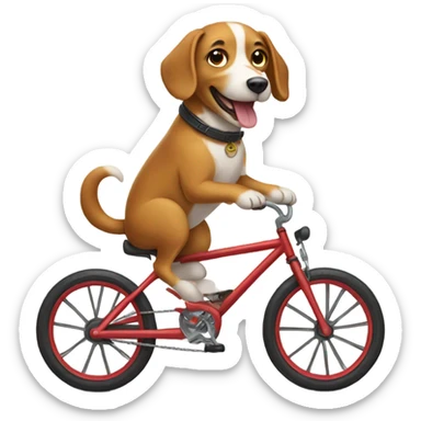 Dog riding on a bike sticker